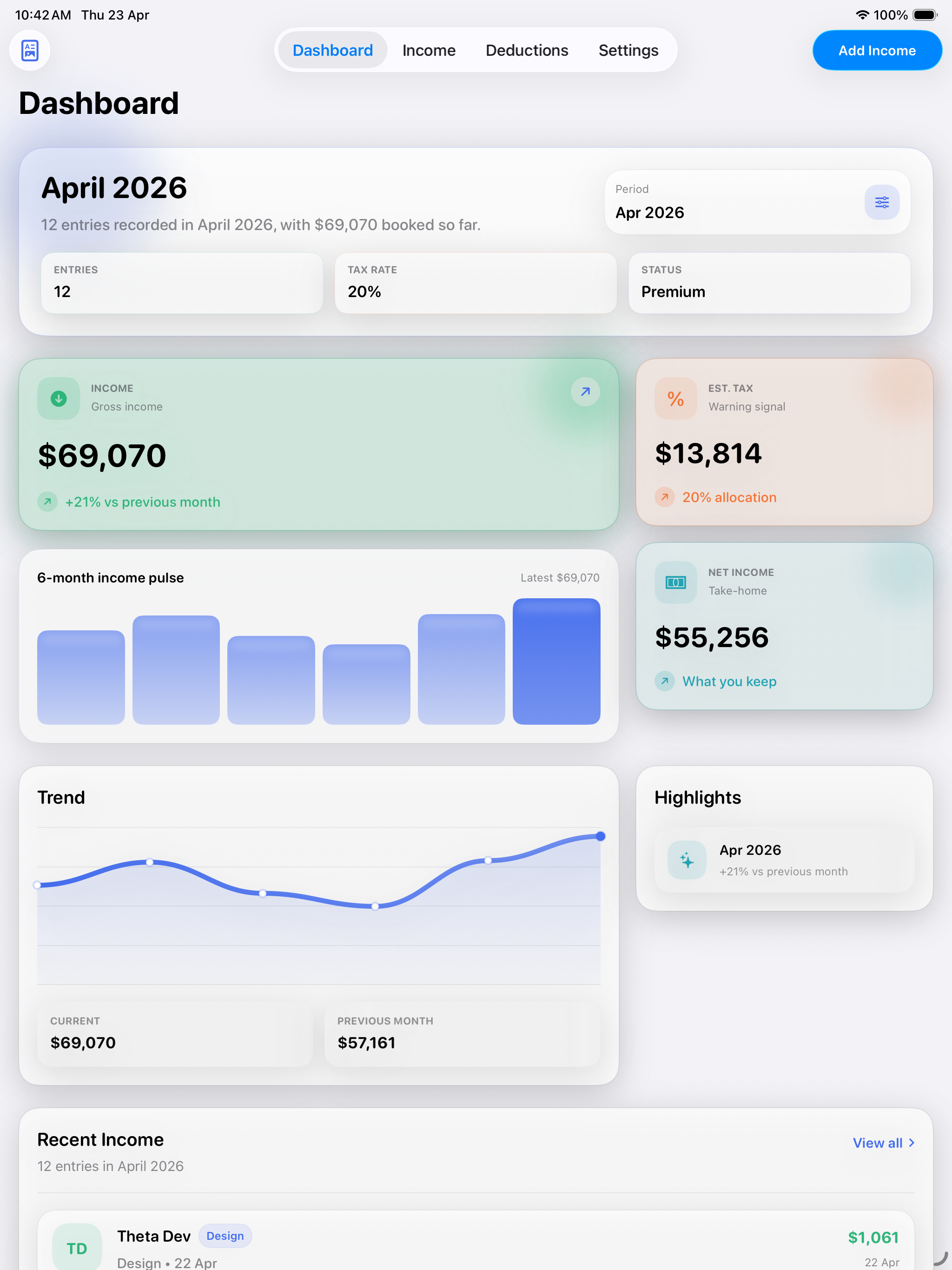 Finyx Ledger dashboard preview
